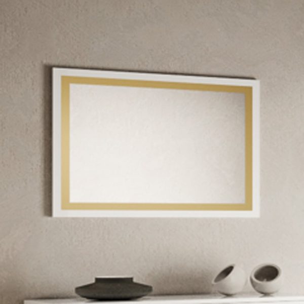 Geneva Bedroom Wall Mirror In High Gloss White And Gold Frame | Bed Sava