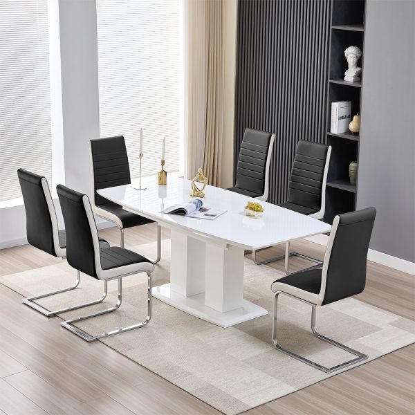 Genisimo Small Gloss Extending Dining Table 6 Symphony Black Chairs | Bed Sava