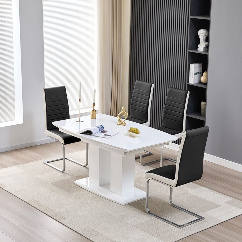 Genisimo Small Gloss Extending Dining Table 4 Symphony Black Chairs