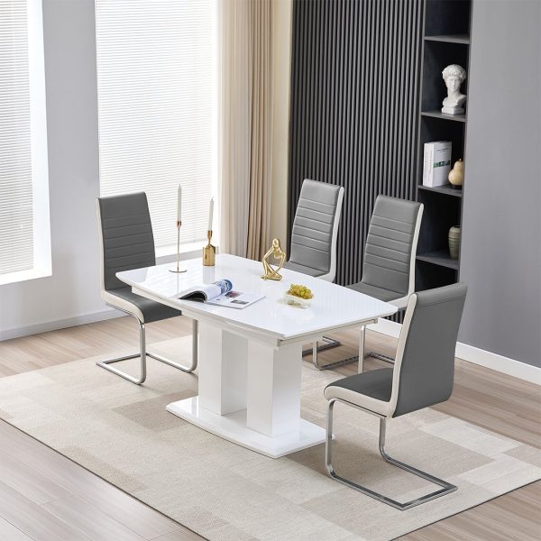 Genisimo Small Gloss Extending Dining Table 4 Symphony Grey Chairs | Bed Sava