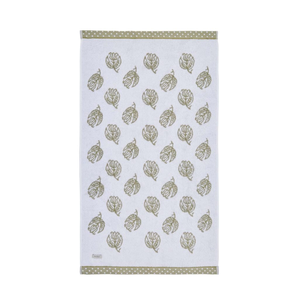 Murmur Georgia Pure Cotton Floral Hand Towel, Mourne Green