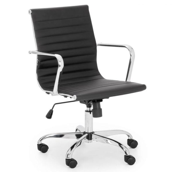 Gerry Faux Leather Home And Office Chair In Black | Bed Sava