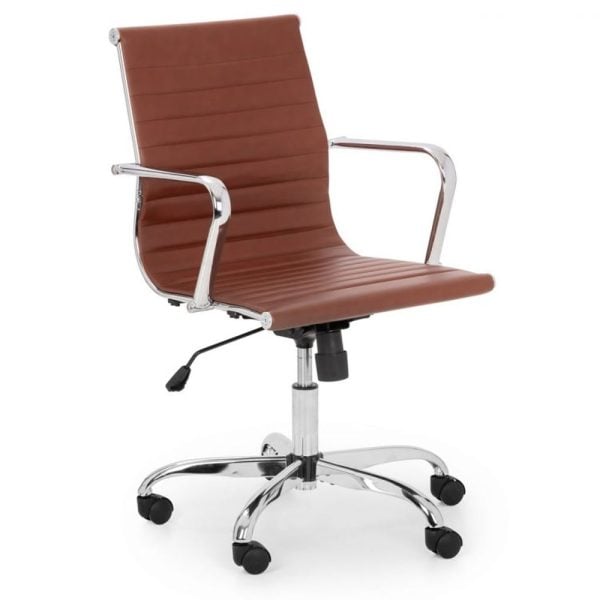 Gerry Faux Leather Home And Office Chair In Brown | Bed Sava