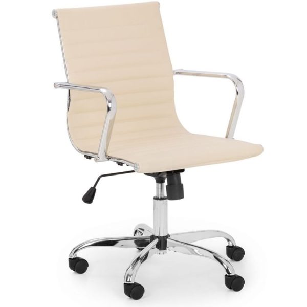 Gerry Faux Leather Home And Office Chair In Ivory | Bed Sava