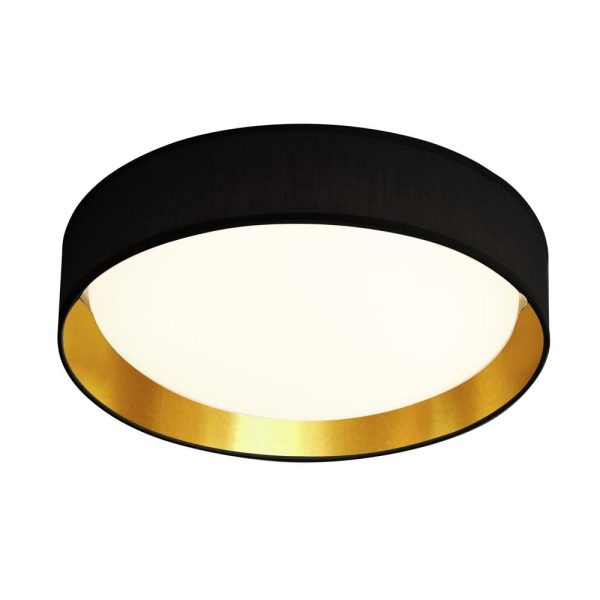 Gianna LED Black Fabric Shade Flush Light With Gold Inner | Bed Sava
