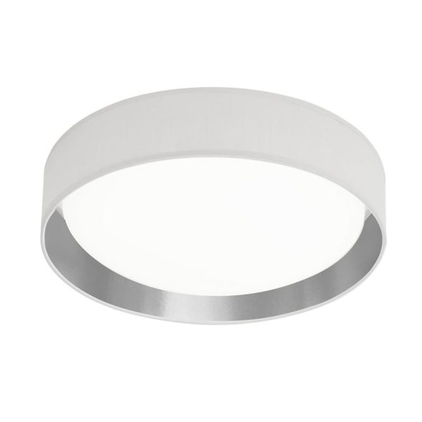 Gianna LED White Fabric Shade Flush Light With Silver Inner | Bed Sava
