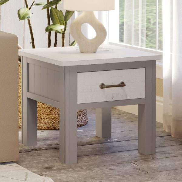 Gilford Wooden Lamp Table With 1 Drawer In Greystone | Bed Sava