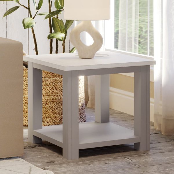 Gilford Wooden Square Lamp Table In Greystone | Bed Sava