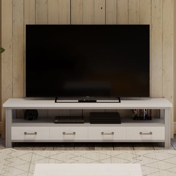 Gilford Wooden TV Stand With 4 Drawers In Greystone | Bed Sava