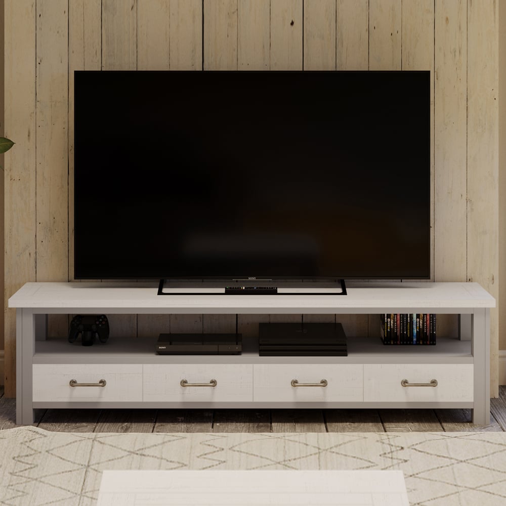 Gilford Wooden TV Stand With 4 Drawers In Greystone