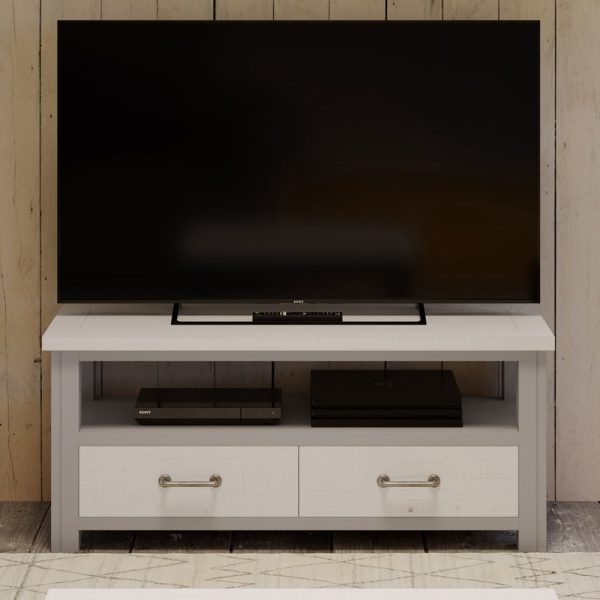 Gilford Wooden TV Stand With 2 Drawers In Greystone | Bed Sava