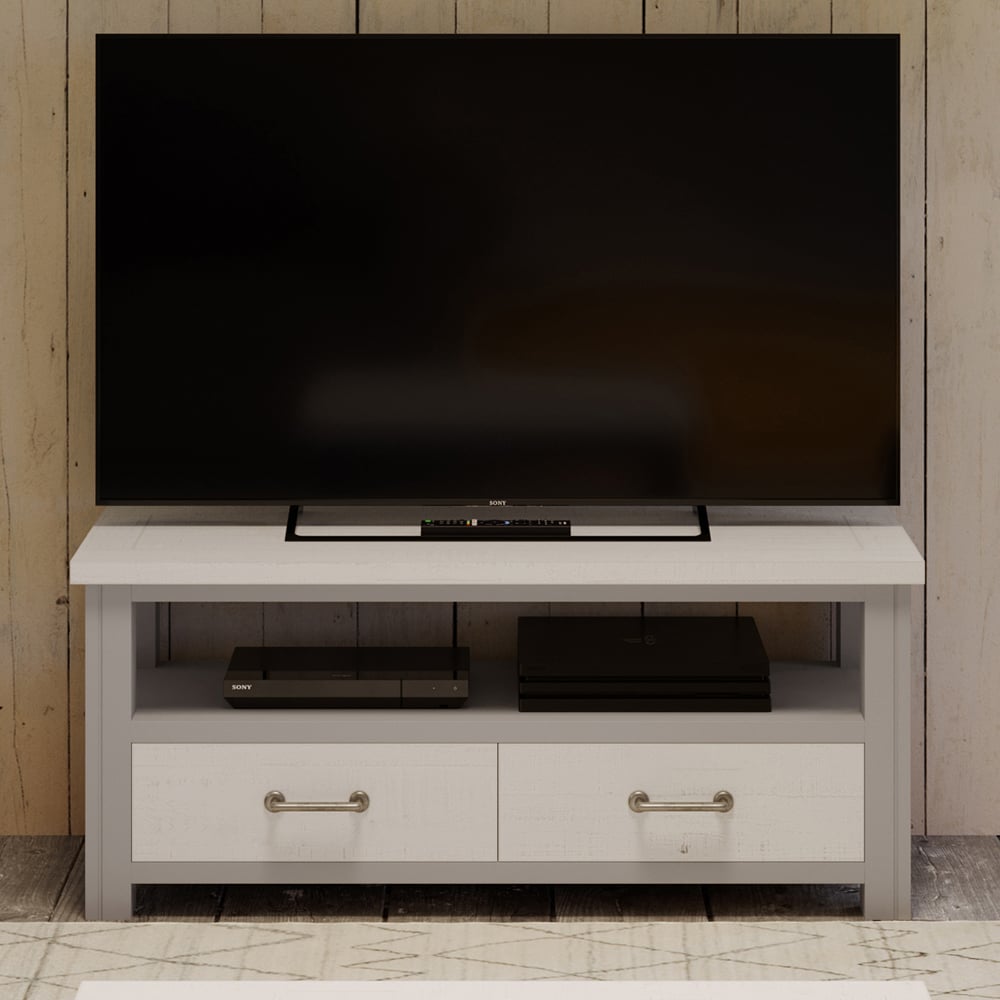Gilford Wooden TV Stand With 2 Drawers In Greystone