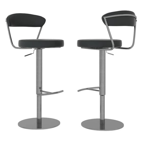 Gilroy Black Faux Leather Bar Chairs With Steel Base In Pair | Bed Sava