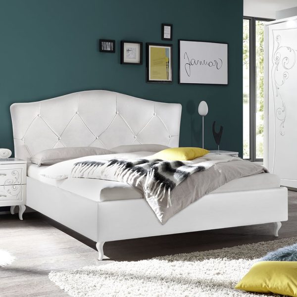 Gilroy Wooden King Size Bed In Serigraphy White | Bed Sava