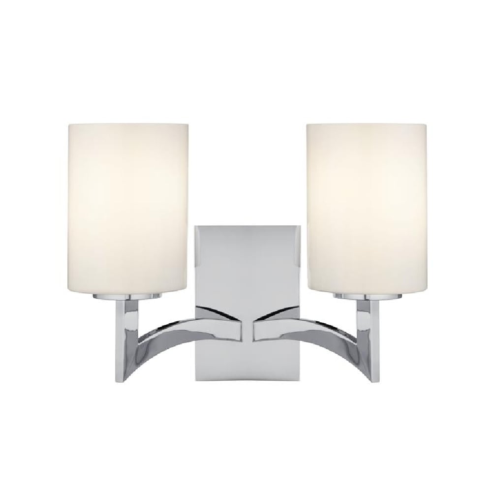 Gina 2 Light White Glass Shade Wall Light In Chrome