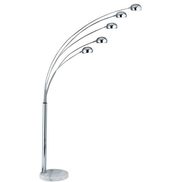 Giraffe 5 Light Floor Lamp With White Marble Base In Chrome | Bed Sava