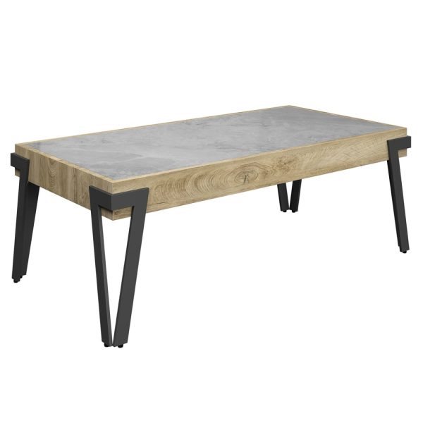 Girona Ceramic Coffee Table With Steel Legs In Grey | Bed Sava