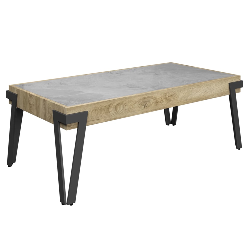 Girona Ceramic Coffee Table With Steel Legs In Grey