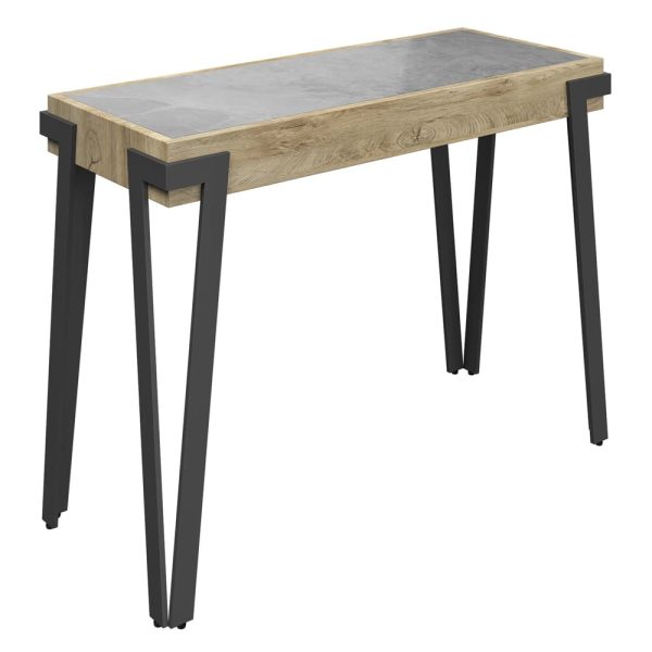 Girona Ceramic Console Table With Steel Legs In Grey | Bed Sava