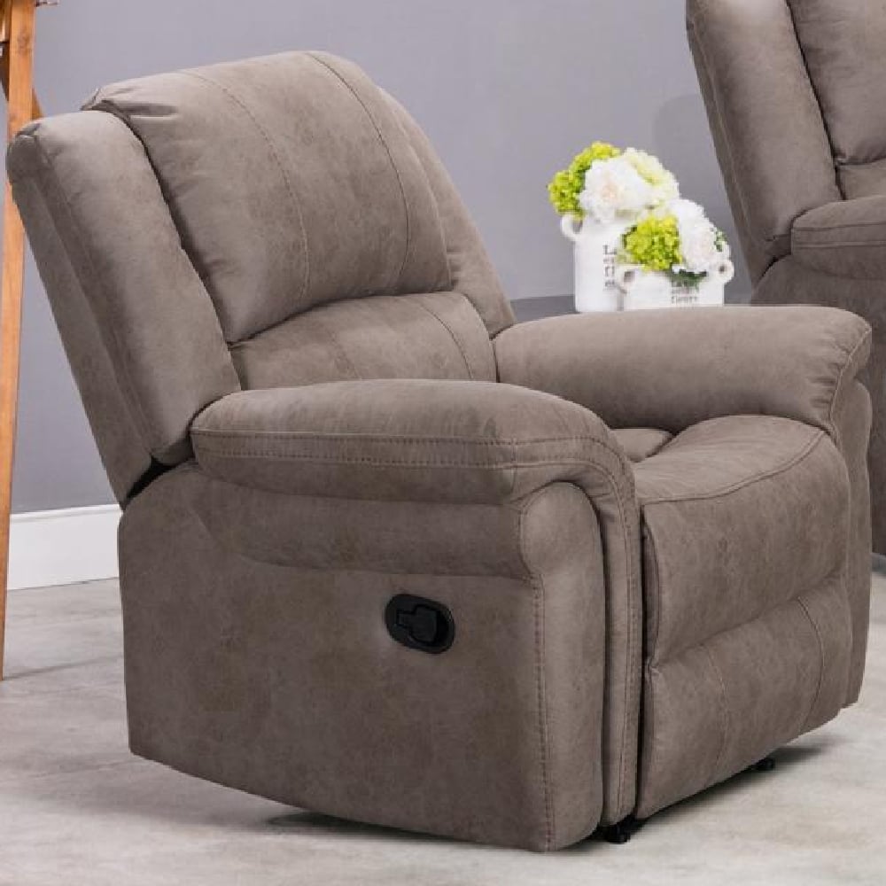 Girona Fabric Recliner 1 Seater Sofa In Taupe