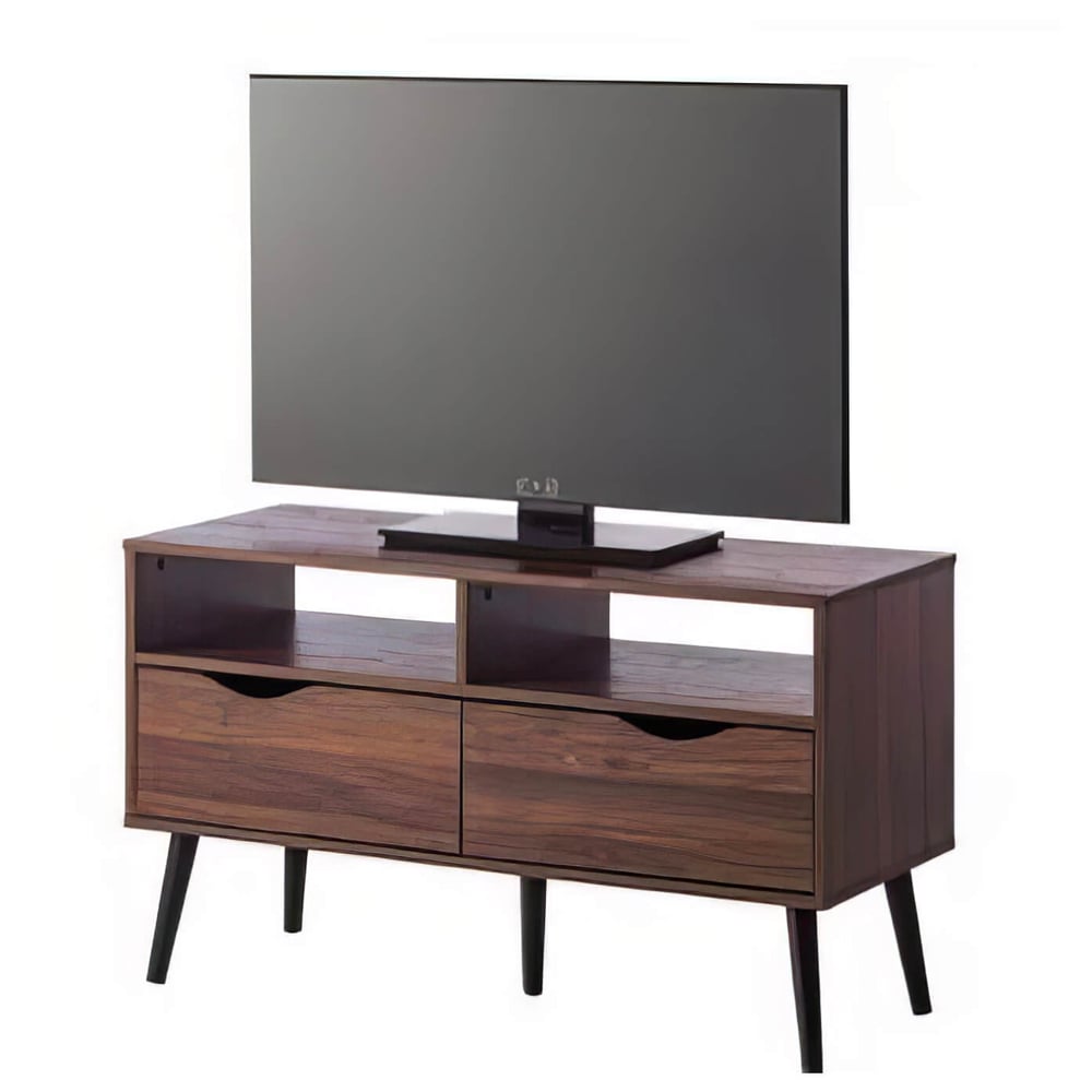 Girona Wooden TV Stand With 2 Drawers 2 Shelves In Walnut