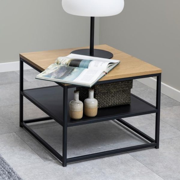 Giza Wooden Square Coffee Table With Undershelf In Wild Oak | Bed Sava