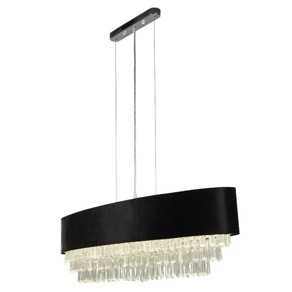 Glamour 8 Light Clear Crystal Pendant Light In Black Velvet | Bed Sava