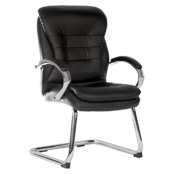 Godley Leather Home And Office Chair With Chrome Legs In Black | Bed Sava