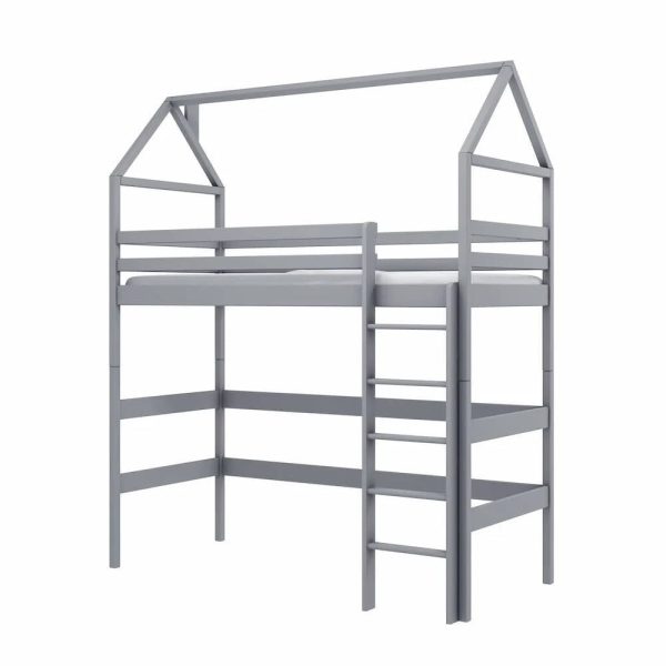 Goleta Wooden Bunk Bed With Bonnell Mattress And Ladder In Grey | Bed Sava