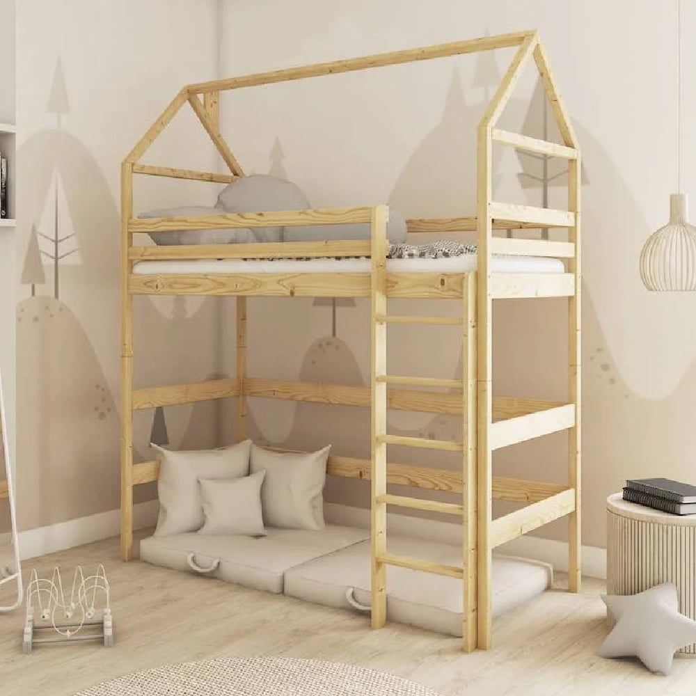 Goleta Wooden Bunk Bed With Foam Mattress And Ladder In Pine