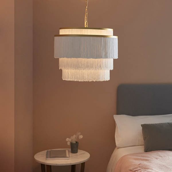 Goshen Glass Large Ceiling Pendant Light In Matt Gold And Chrome | Bed Sava