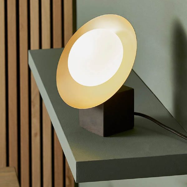 Goshen Opal Glass Shade Table Lamp In Gold And Dark Bronze | Bed Sava