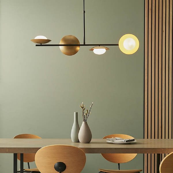 Goshen Opal Glass Shades Ceiling Pendant Light In Gold Bronze | Bed Sava