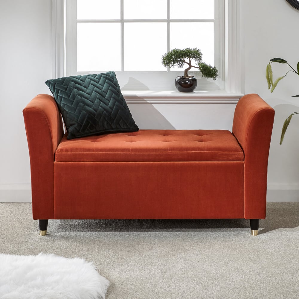 Gospel Fabric Storage Ottoman In Russet