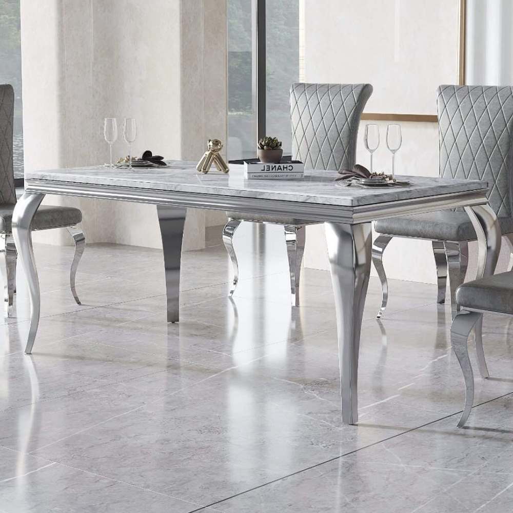 Graham Wooden Dining Table In Natural Stone Marble Effect