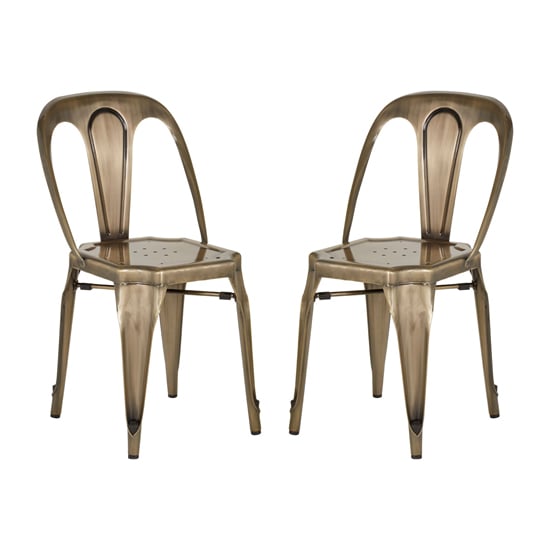 Dschubba Brass Metal Dining Chairs In A Pair