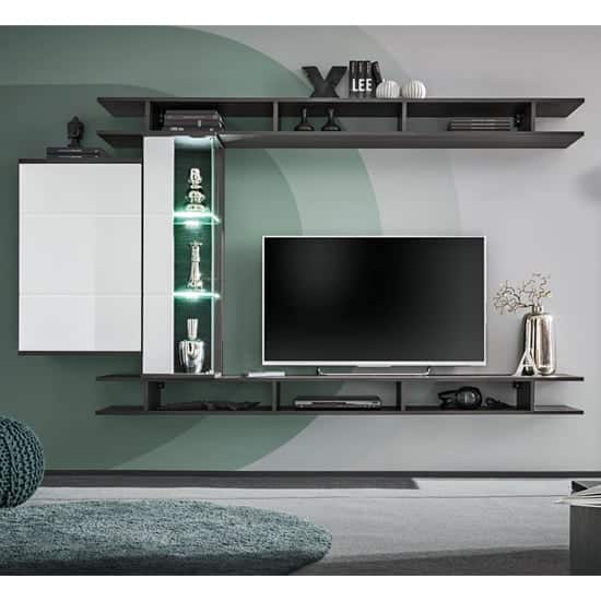 Grants High Gloss Entertainment Unit In White And Graphite Oak