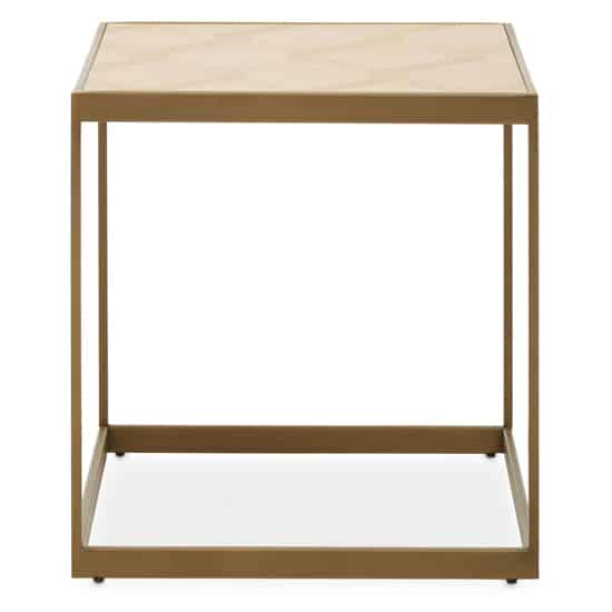 Granule Small Wooden End Table With Brass Metal Frame In Oak