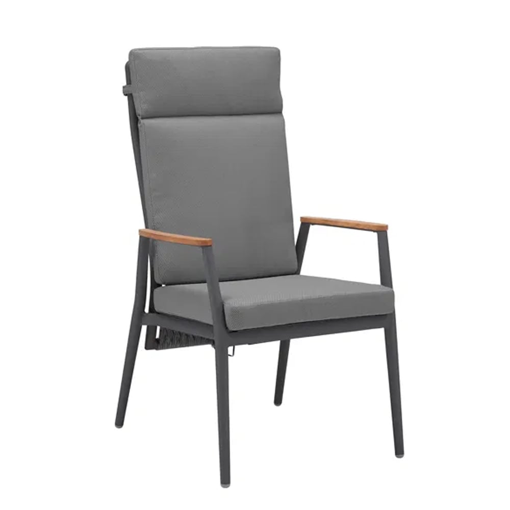 Greeley Fabric Garden Recliner Chair In Graphite And Charcoal