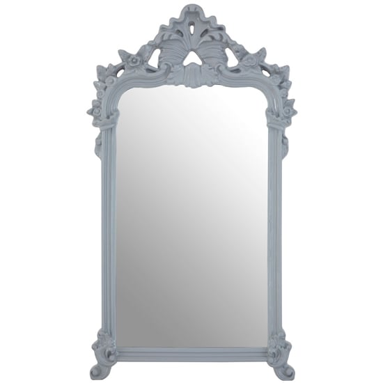 Cikroya Decorative Crest Wall Bedroom Mirror In Grey Frame | Bed Sava
