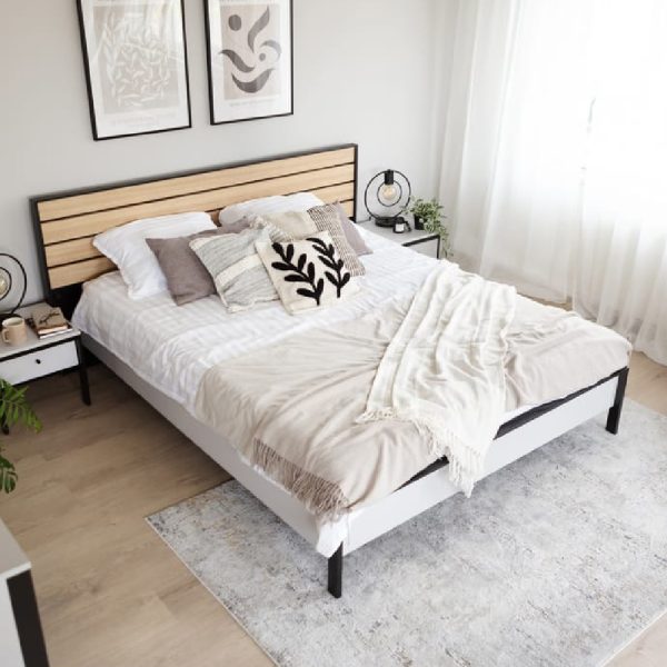 Guelph Wooden Super King Size Bed In Grey | Bed Sava