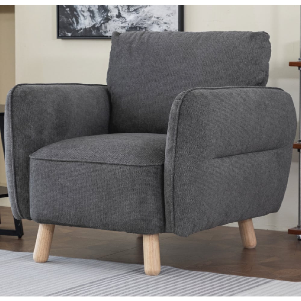 Gunnison Fabric 1 Seater Sofa In Dark Grey