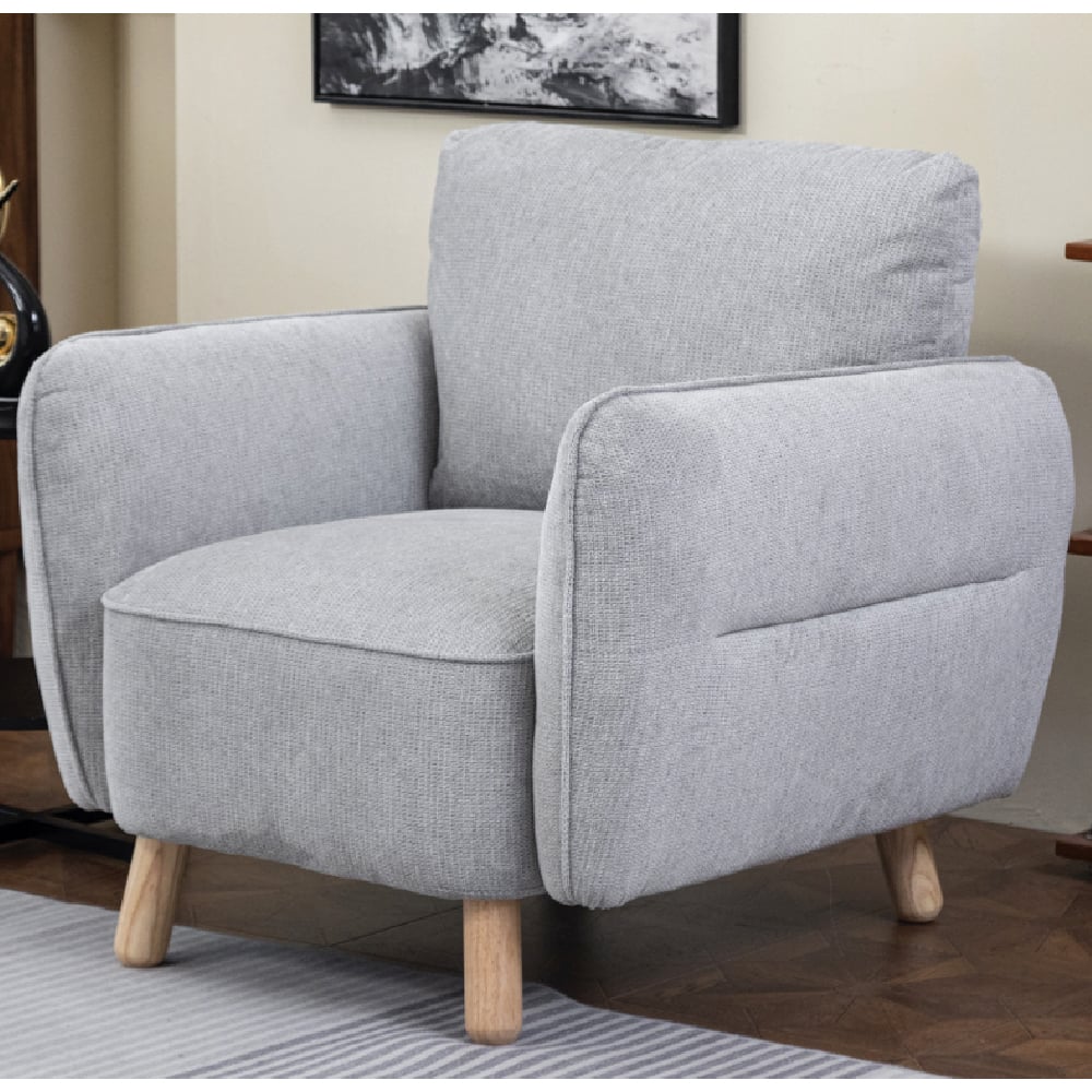Gunnison Fabric 1 Seater Sofa In Light Grey