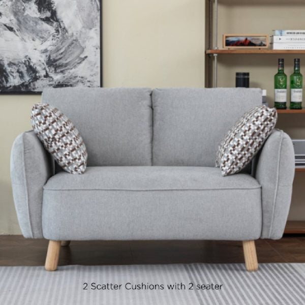 Gunnison Fabric 2 Seater Sofa In Light Grey | Bed Sava