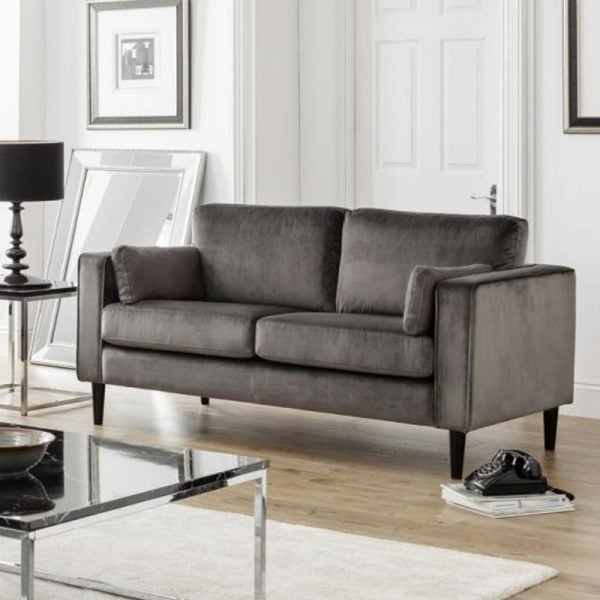 Hachi Velvet 2 Seater Sofa In Grey | Bed Sava