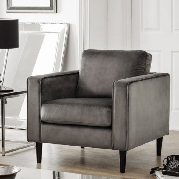 Hachi Velvet 1 Seater Sofa In Grey | Bed Sava