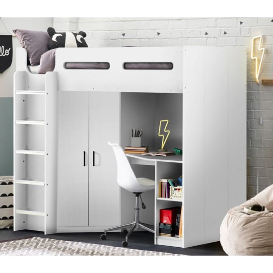 Haldis High Sleeper Bunk Bed In All White