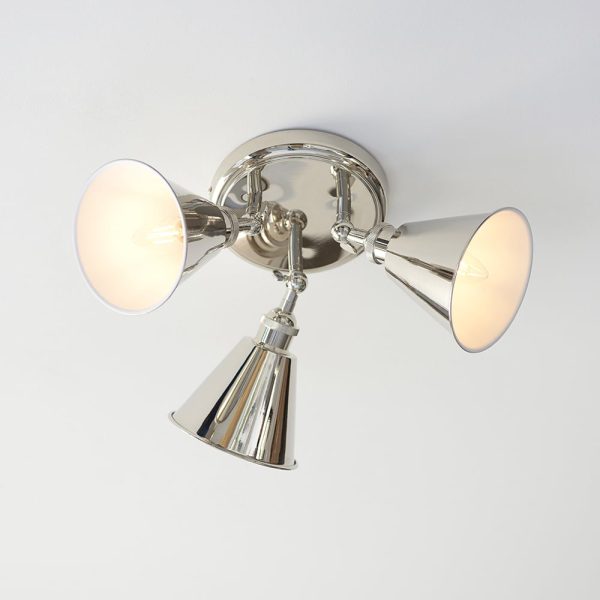 Halifax 3 Light Glass Spotlight In Bright Nickel | Bed Sava