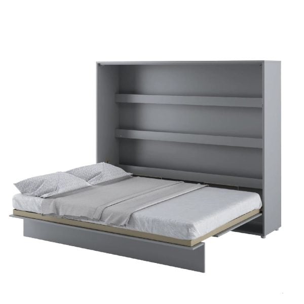 Halifax Horizontal Wall Wooden King Size Bed In Matt Grey | Bed Sava