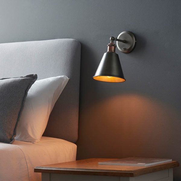 Halifax Satin White Shade Wall Light In Bright Nickel | Bed Sava